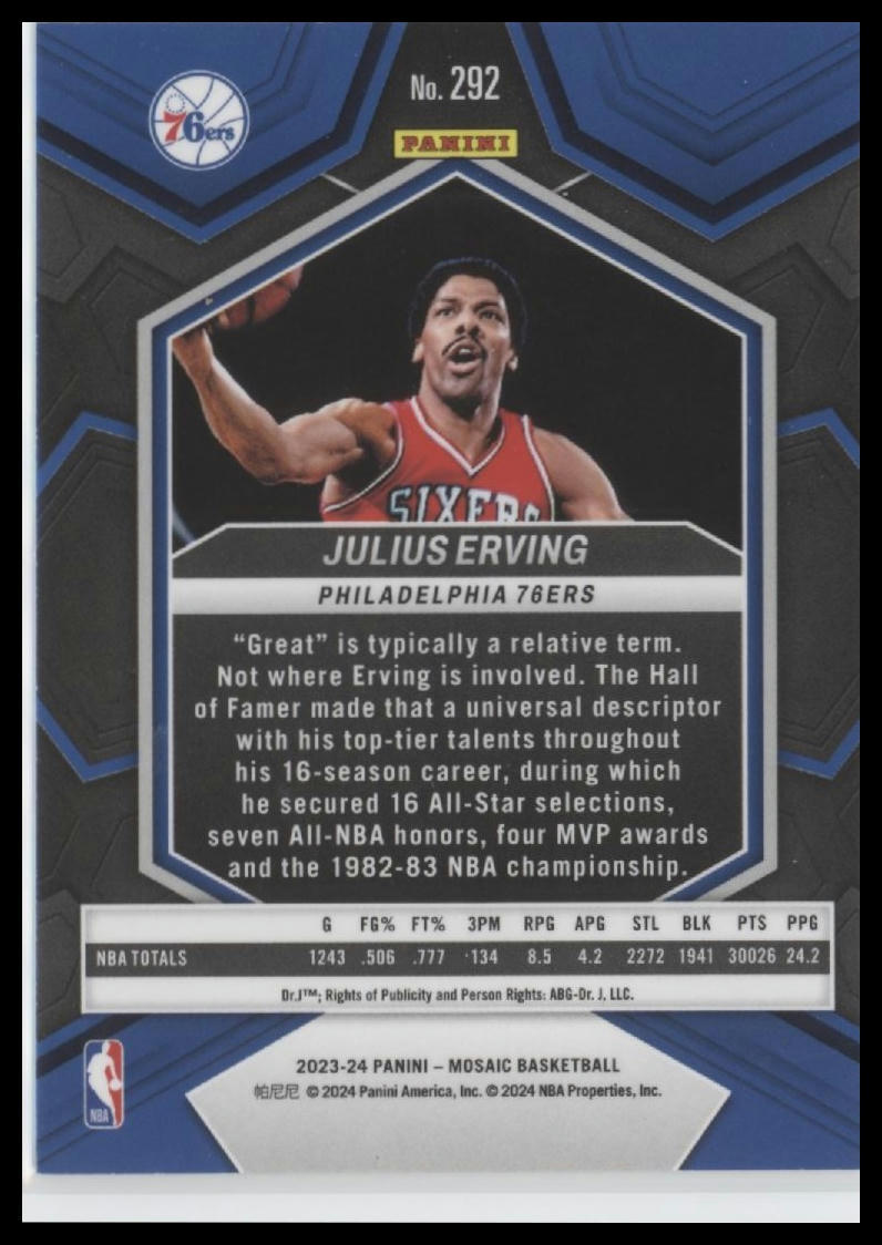2023-24 Panini Mosaic #292 Julius Erving