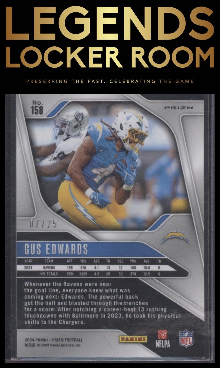 2024 Panini Prizm #158 Gus Edwards Navy Camo #/25