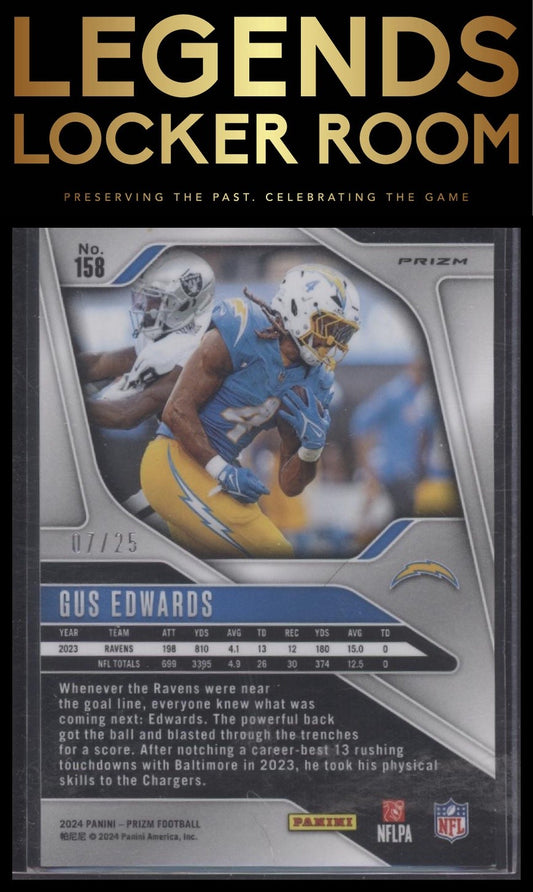 2024 Panini Prizm #158 Gus Edwards Navy Camo #/25