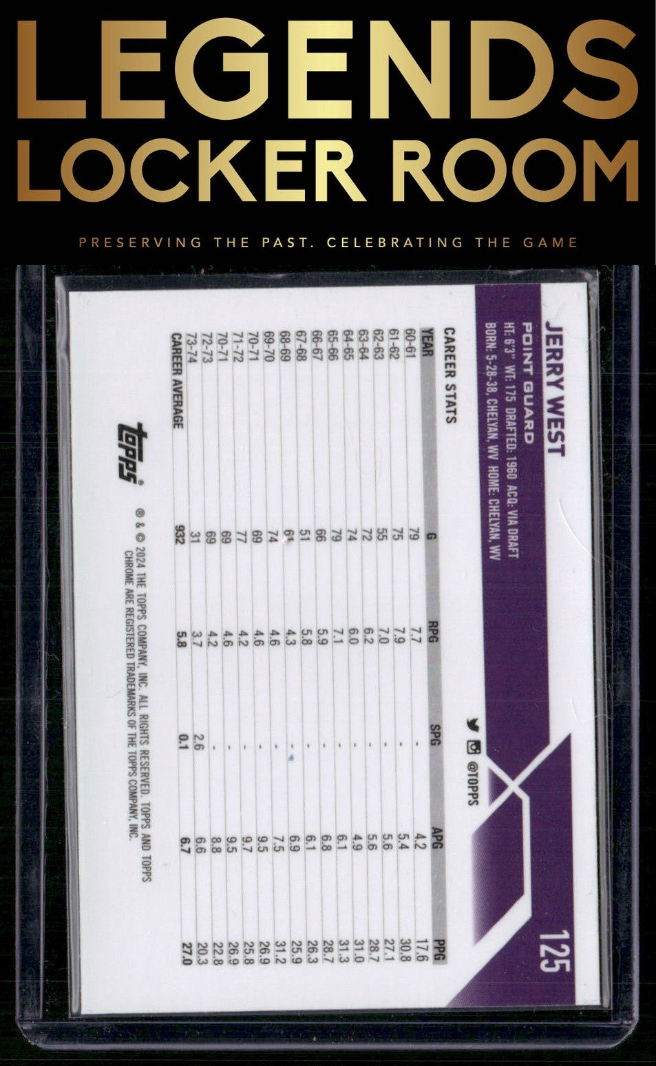 2023-24 Topps Chrome Sapphire #125 Jerry West