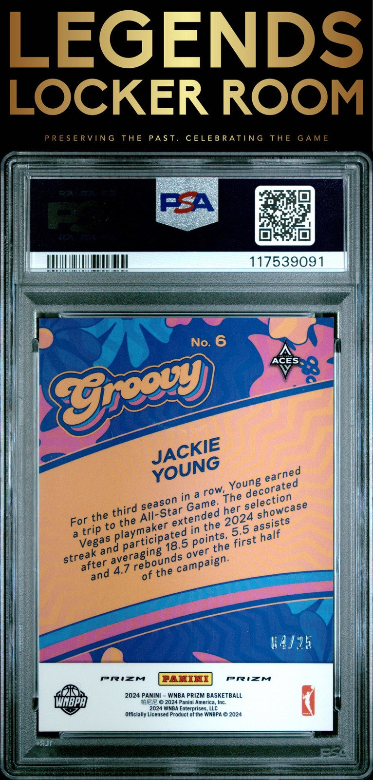 2024 Panini Prizm Wnba Groovy #6 Jackie Young Groovy-Mojo Prizm PSA 9