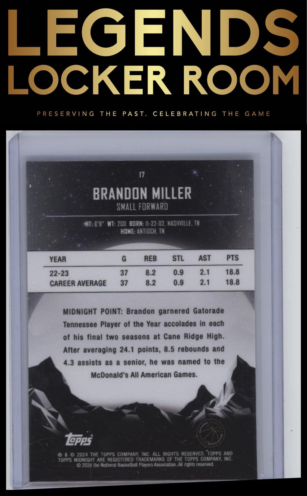 2023-24 Topps Midnight #17 Brandon Miller