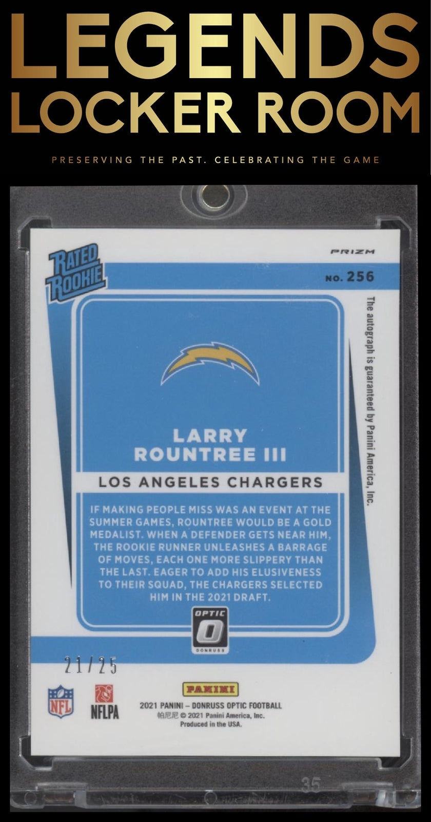 2021 Donruss Optic #256 Larry Rountree III Rated Rookies Autographs Purple #/25