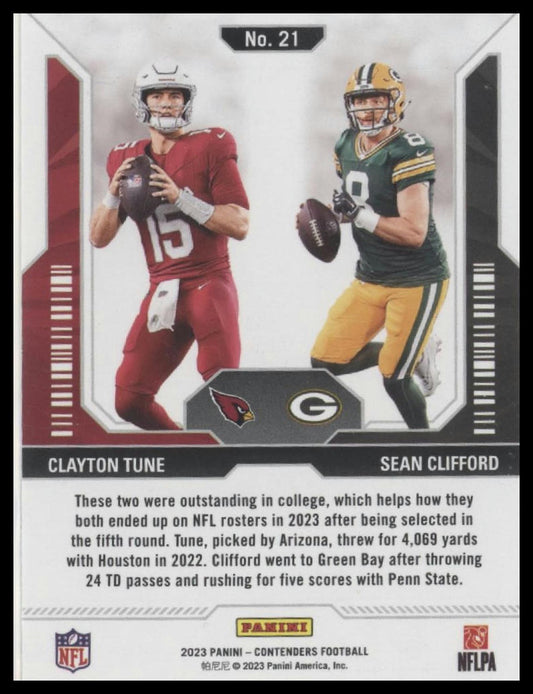 2023 Panini Contenders #21 Clayton Tune / Sean Clifford Round Numbers