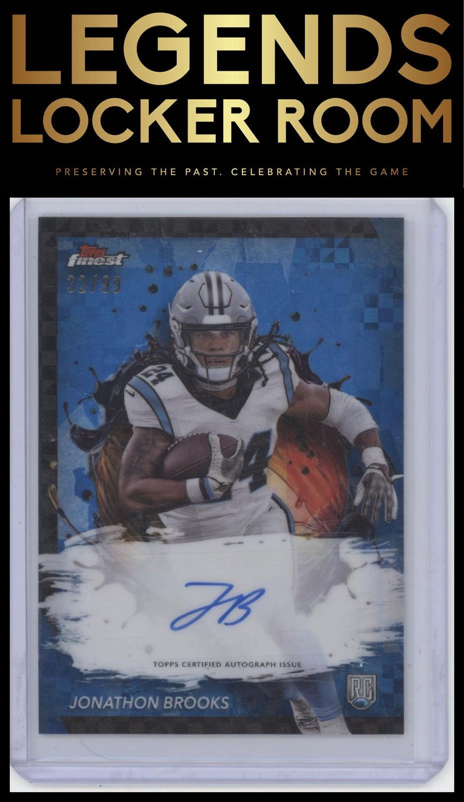 2024 Finest Jonathon Brooks Rookie Finest Auto Blue Checkerboard Refractor /99