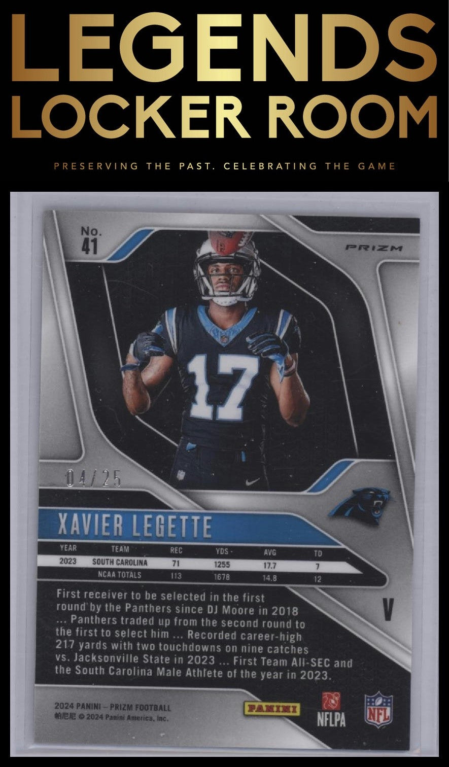 2024 Panini Prizm #41 Xavier Legette Rookie Variations Mojo Prizm