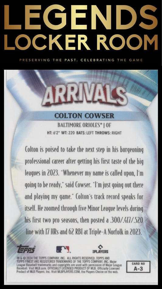 2024 Finest #A-3 Colton Cowser Arrivals
