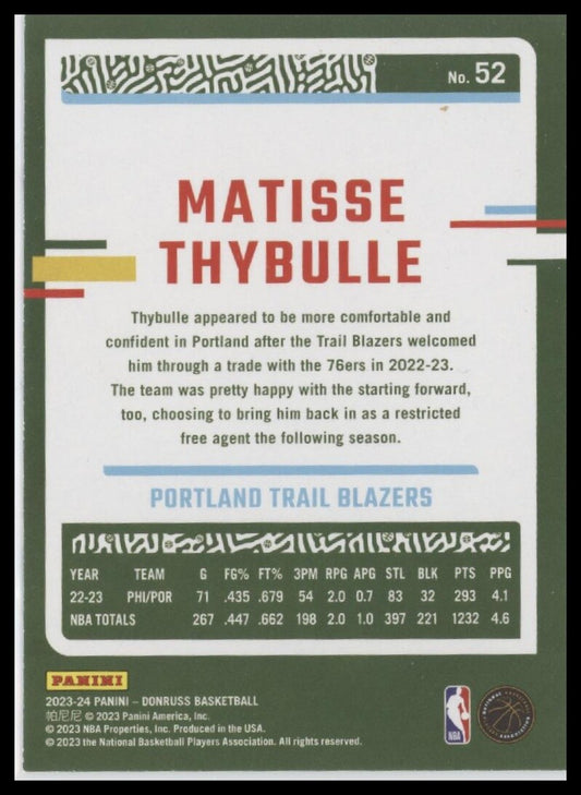 2023-24 Donruss #52 Matisse Thybulle