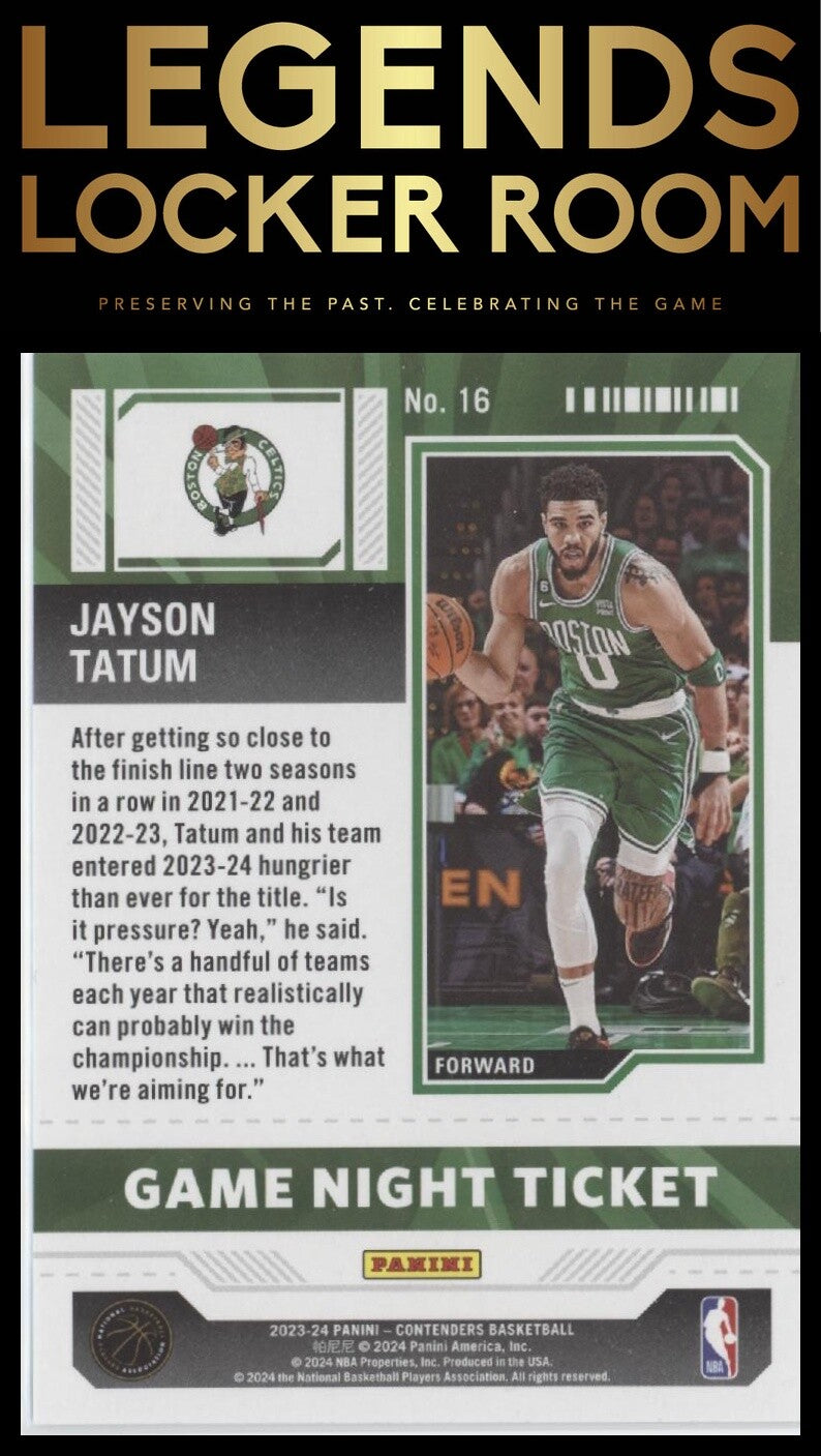2023-24 Panini Contenders #16 Jayson Tatum Game Night Ticket
