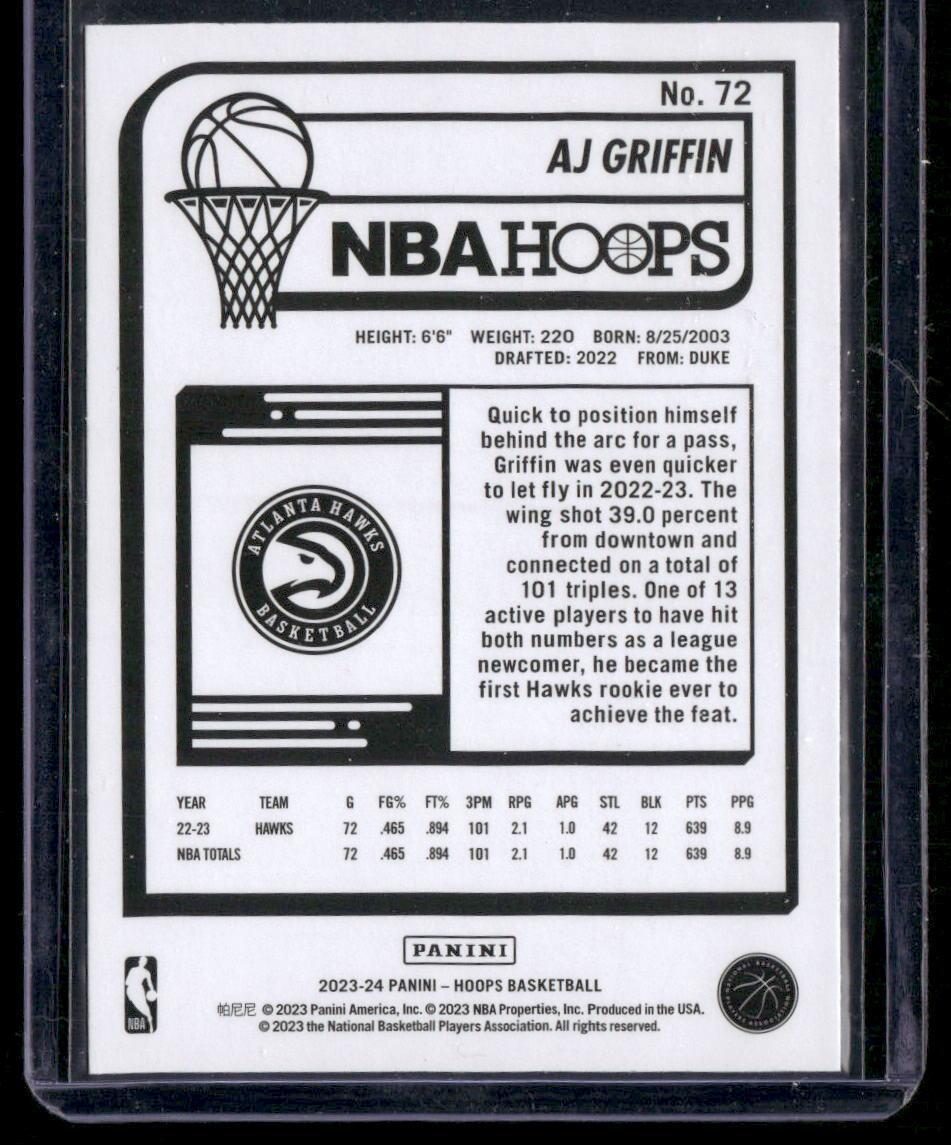2023-24 Hoops #72 AJ Griffin