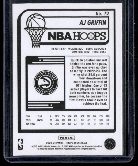 2023-24 Hoops #72 AJ Griffin
