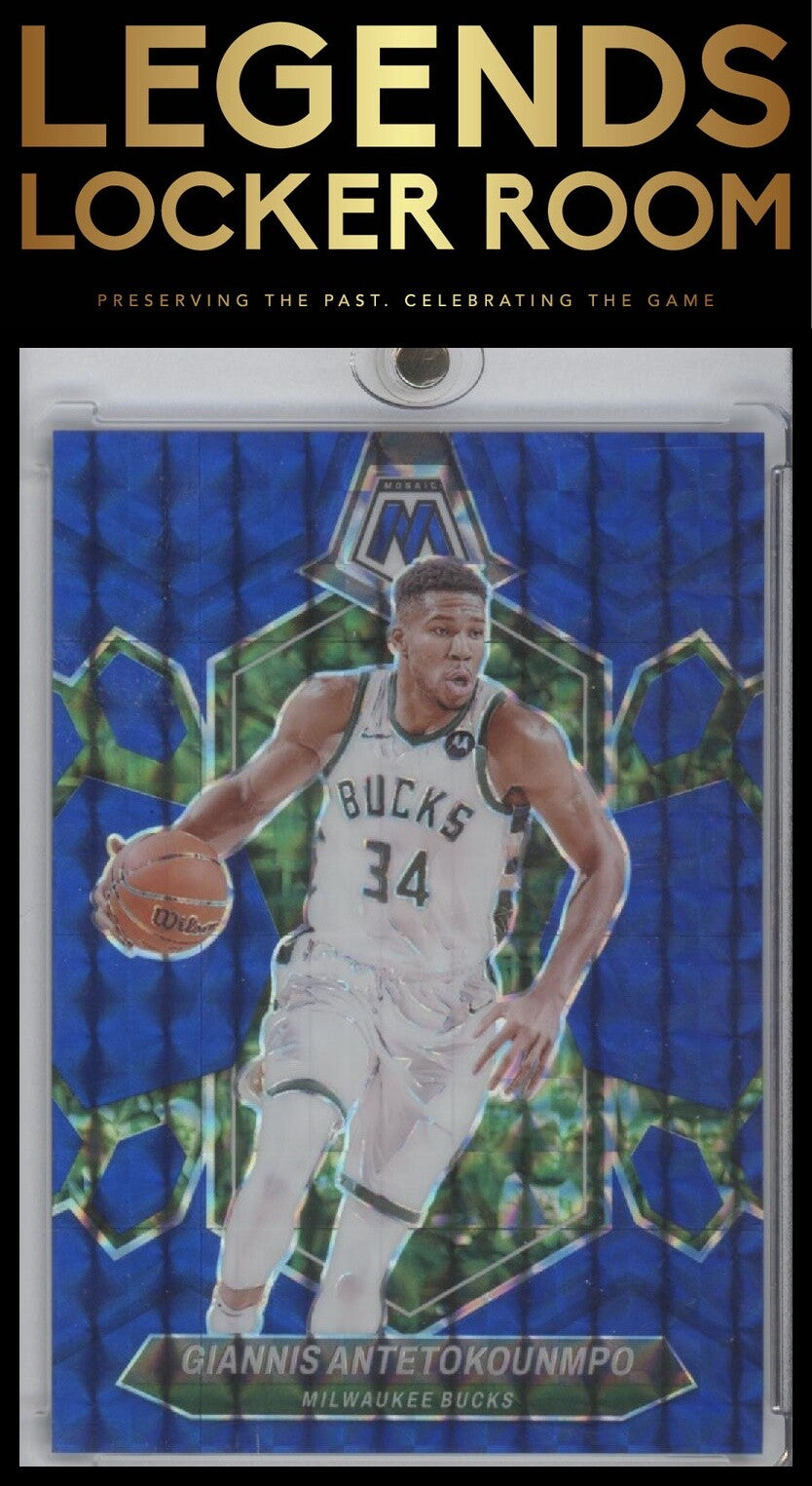 2023-24 Panini Mosaic #77 Giannis Antetokounmpo Blue #/199