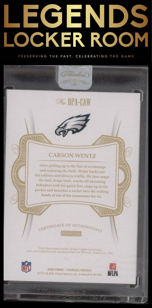 2020 Panini Flawless Carson Wentz Football Dual Patch Auto Bronze /6