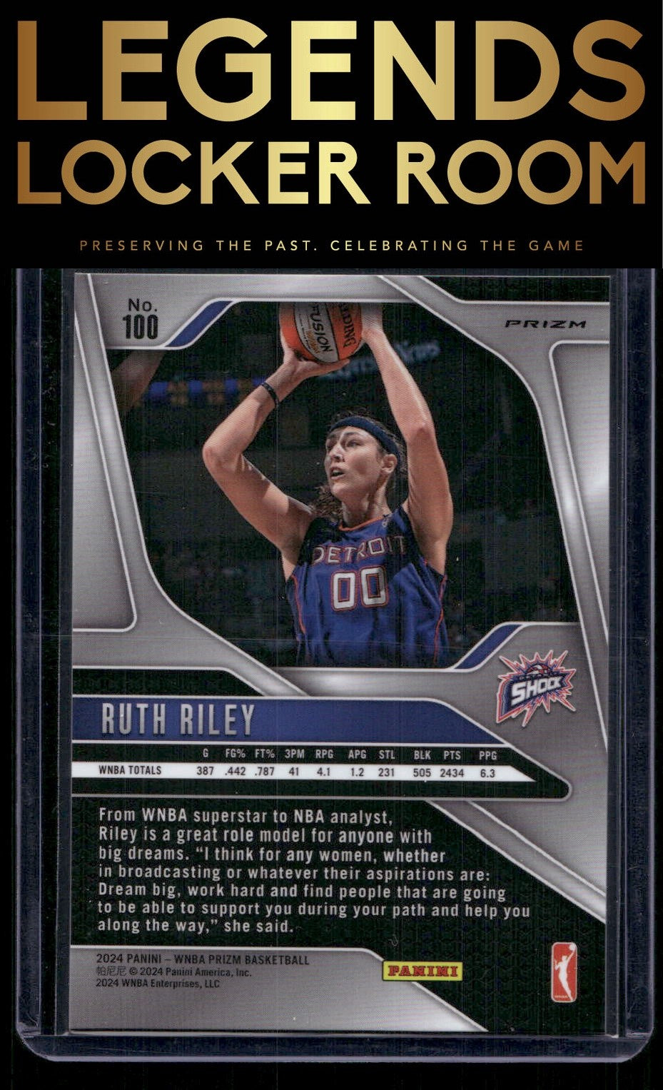 2024 Panini Prizm WNBA #100 Ruth Riley Silver Prizms