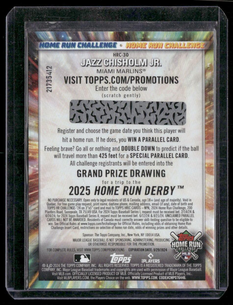2024 Topps #HRC-30 Jazz Chisholm Jr. Home Run Challenge (Series One)