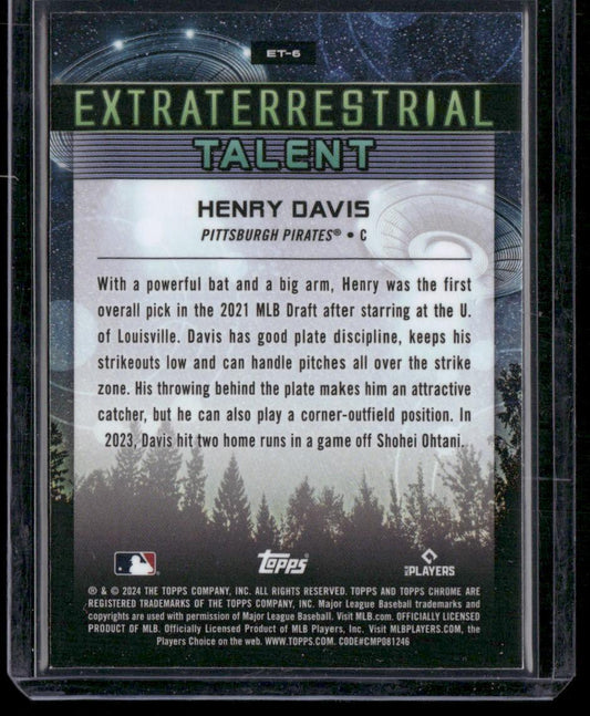 2024 Topps Chrome Cosmic #ET-6 Henry Davis Extraterrestrial Talent