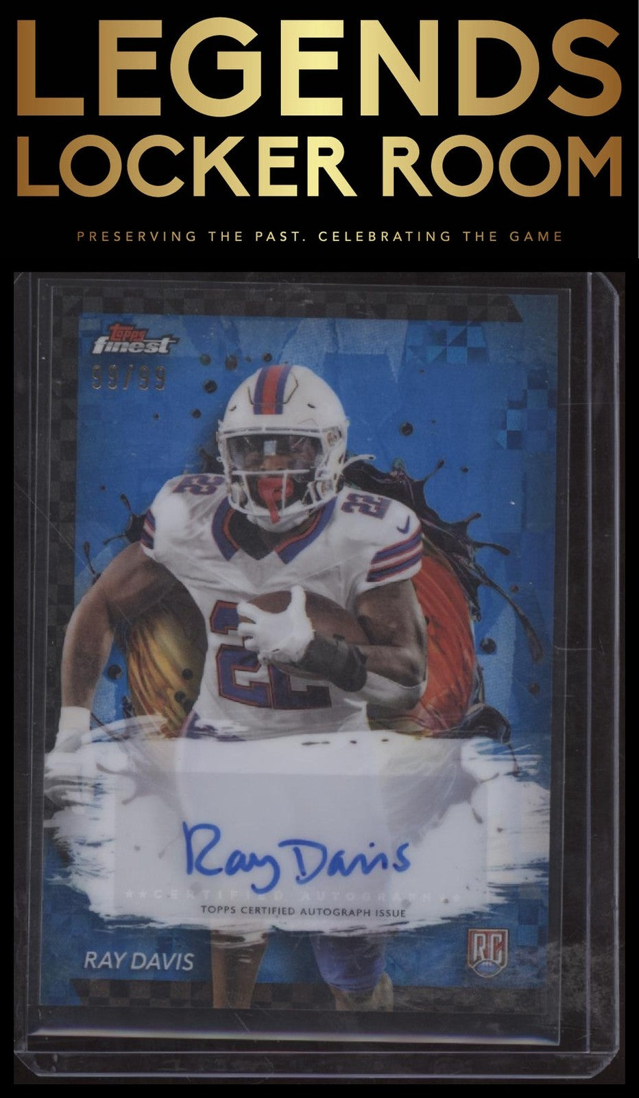 2024 Finest Ray Davis Rookie Finest Auto Blue Checkerboard Refractor /99
