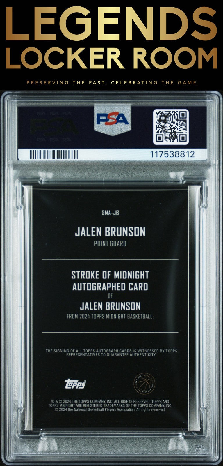 2023 Topps Midnight Stroke Of Midnight Autographs Jalen Brunson /50 PSA 8