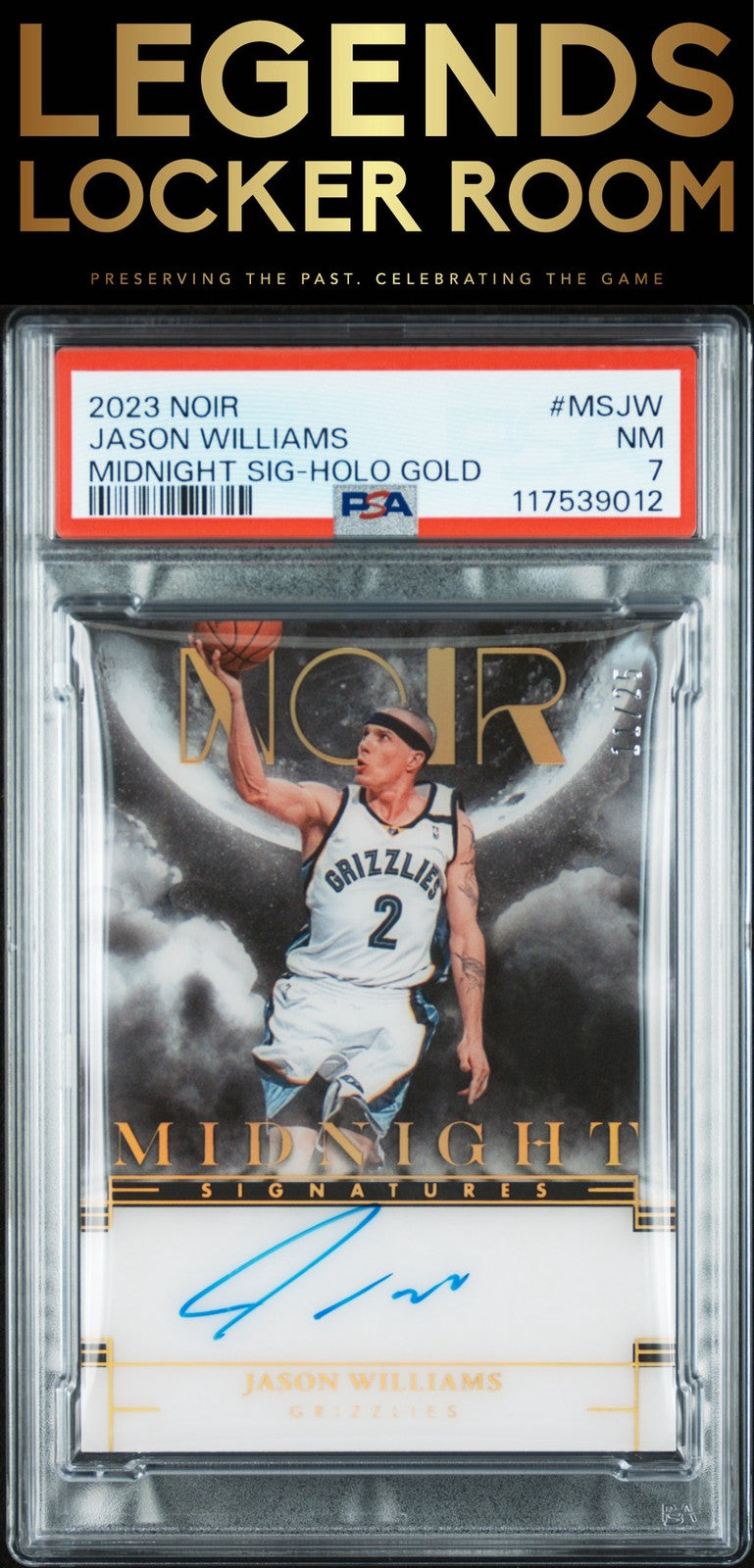 2023 Panini Noir Midnight Signatures Jason Williams Holo Gold / 25PSA 7
