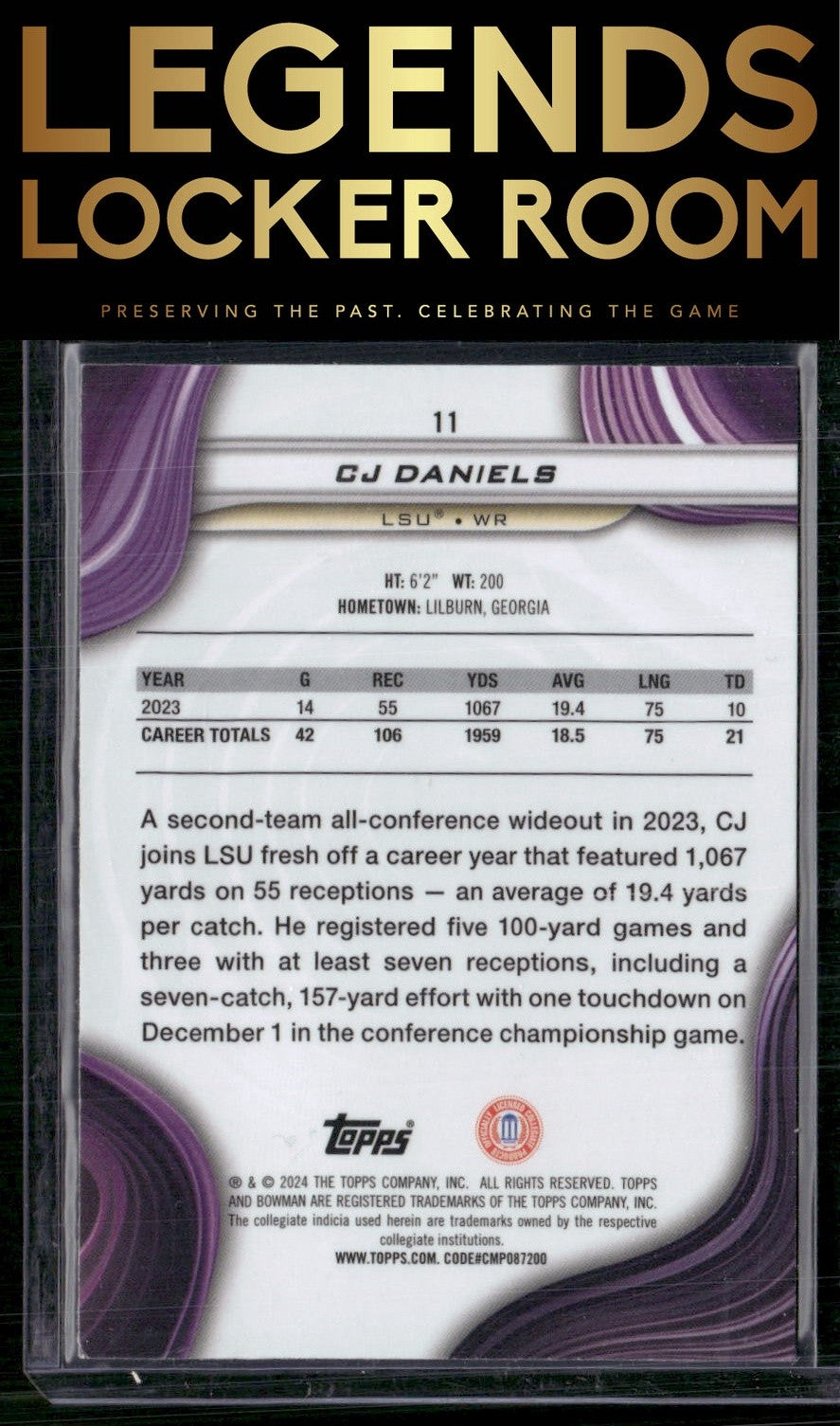 2024 Bowman University Best #11 CJ Daniels Aqua Refractor #/225