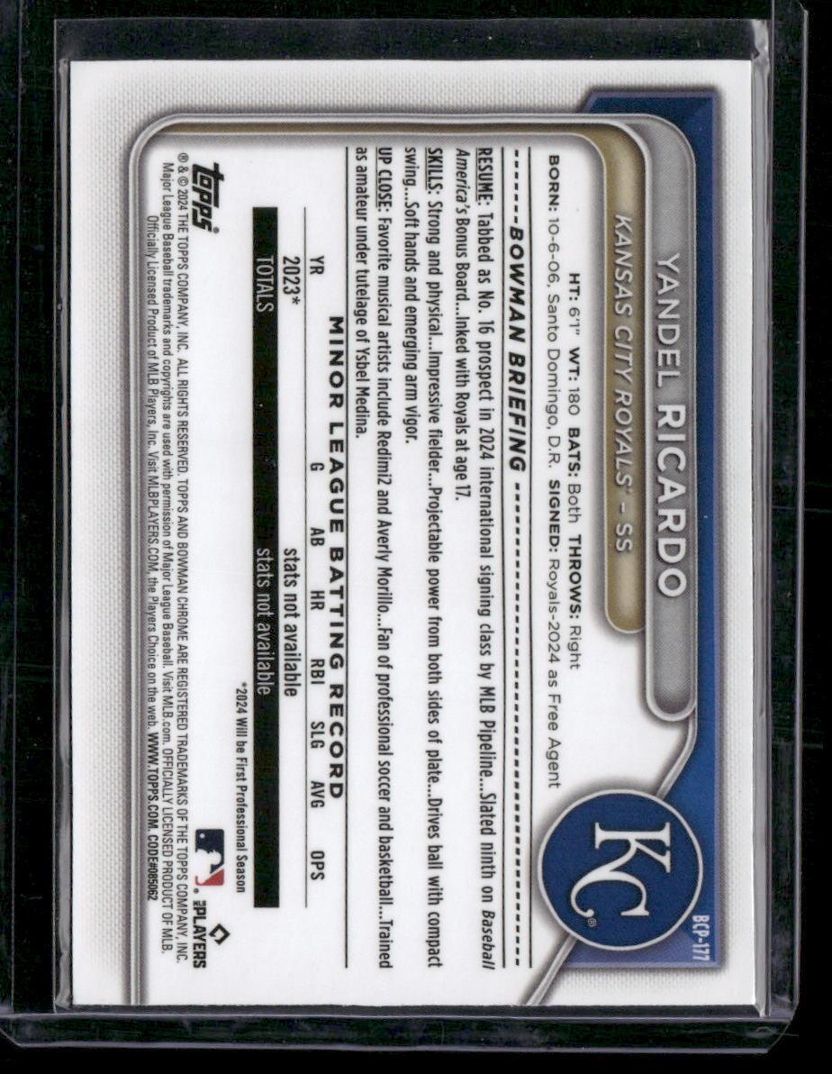 2024 Bowman Chrome #BCP-177 Yandel Ricardo Prospects