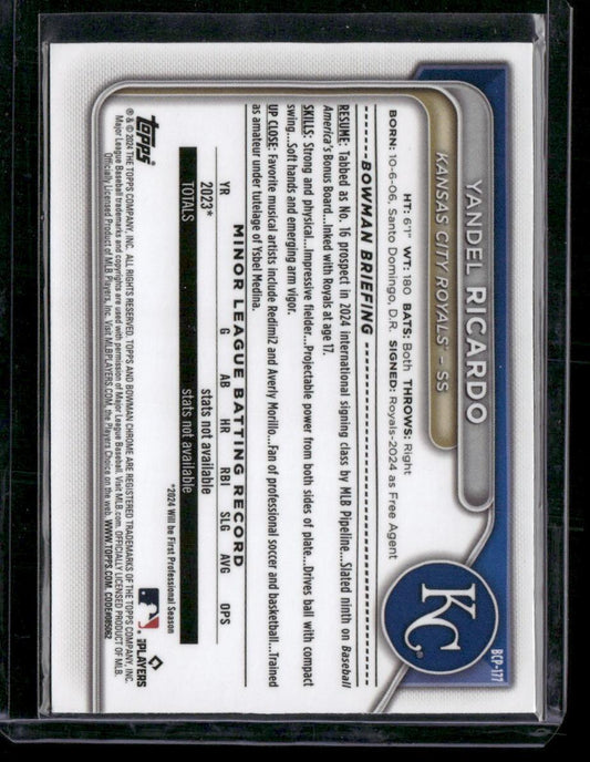 2024 Bowman Chrome #BCP-177 Yandel Ricardo Prospects