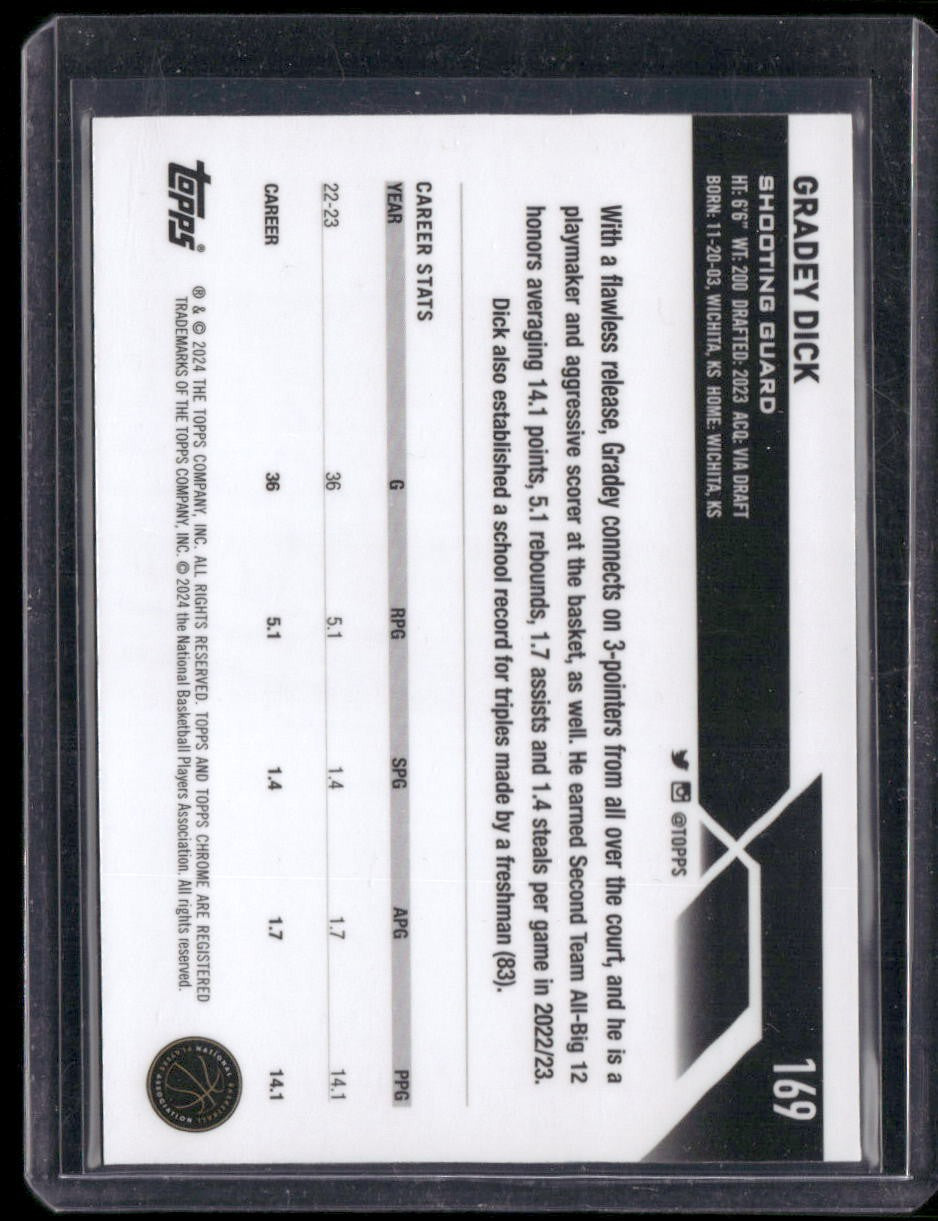 2023-24 Topps Chrome #169 Gradey Dick Purple Geometric #/119