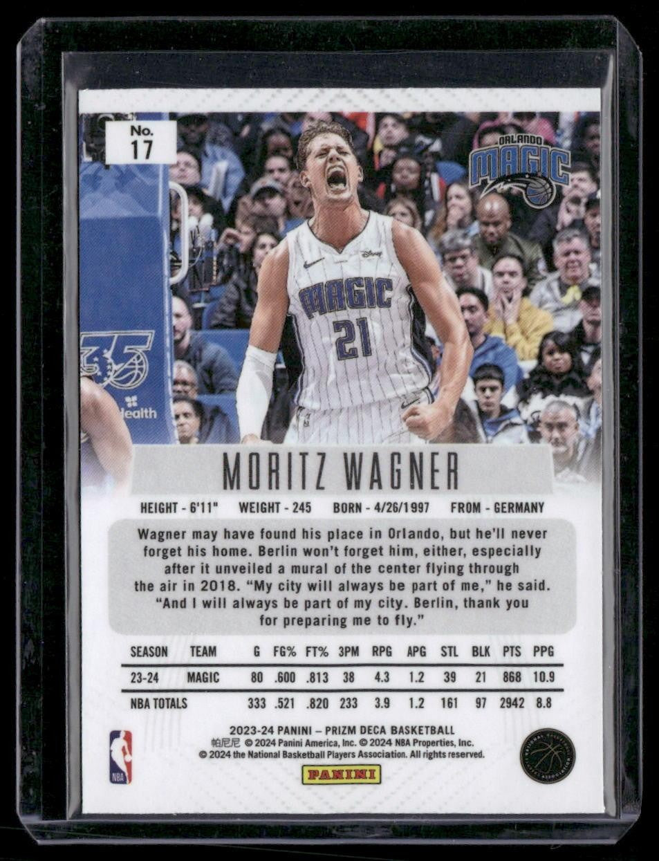 2023-24 Panini Prizm Deca #17 Moritz Wagner