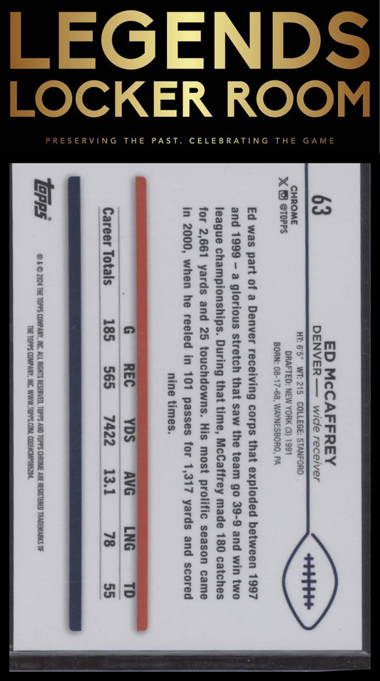 2024 Topps Chrome #63 Ed McCaffrey Orange Geometric Refractor #/25