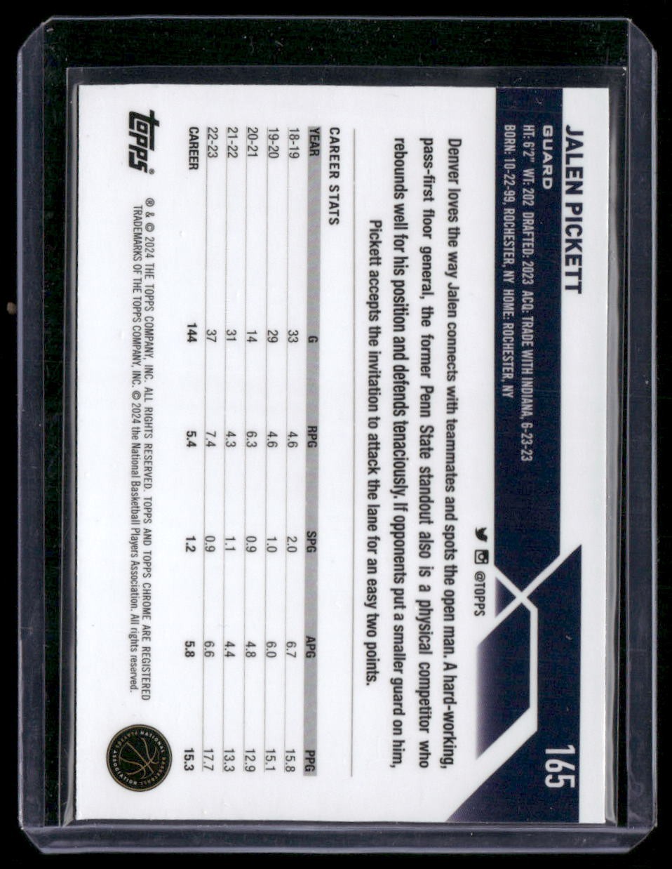 2023-24 Topps Chrome Sapphire #165 Jalen Pickett