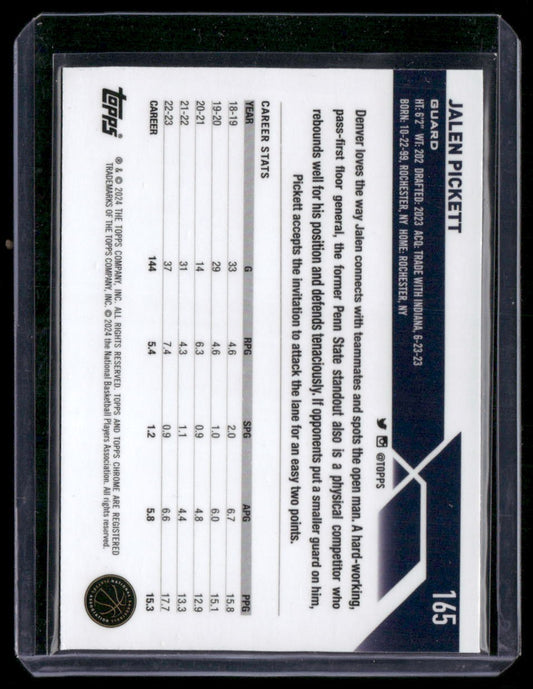 2023-24 Topps Chrome Sapphire #165 Jalen Pickett