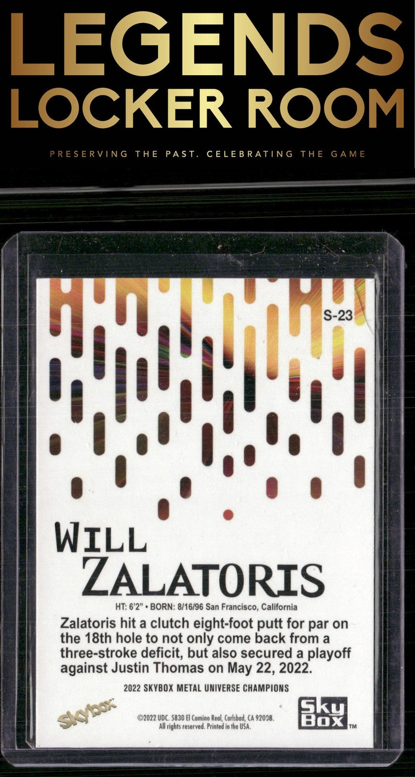 2022 SkyBox Metal Universe Champions #S-23 Will Zalatoris Skybox Premium