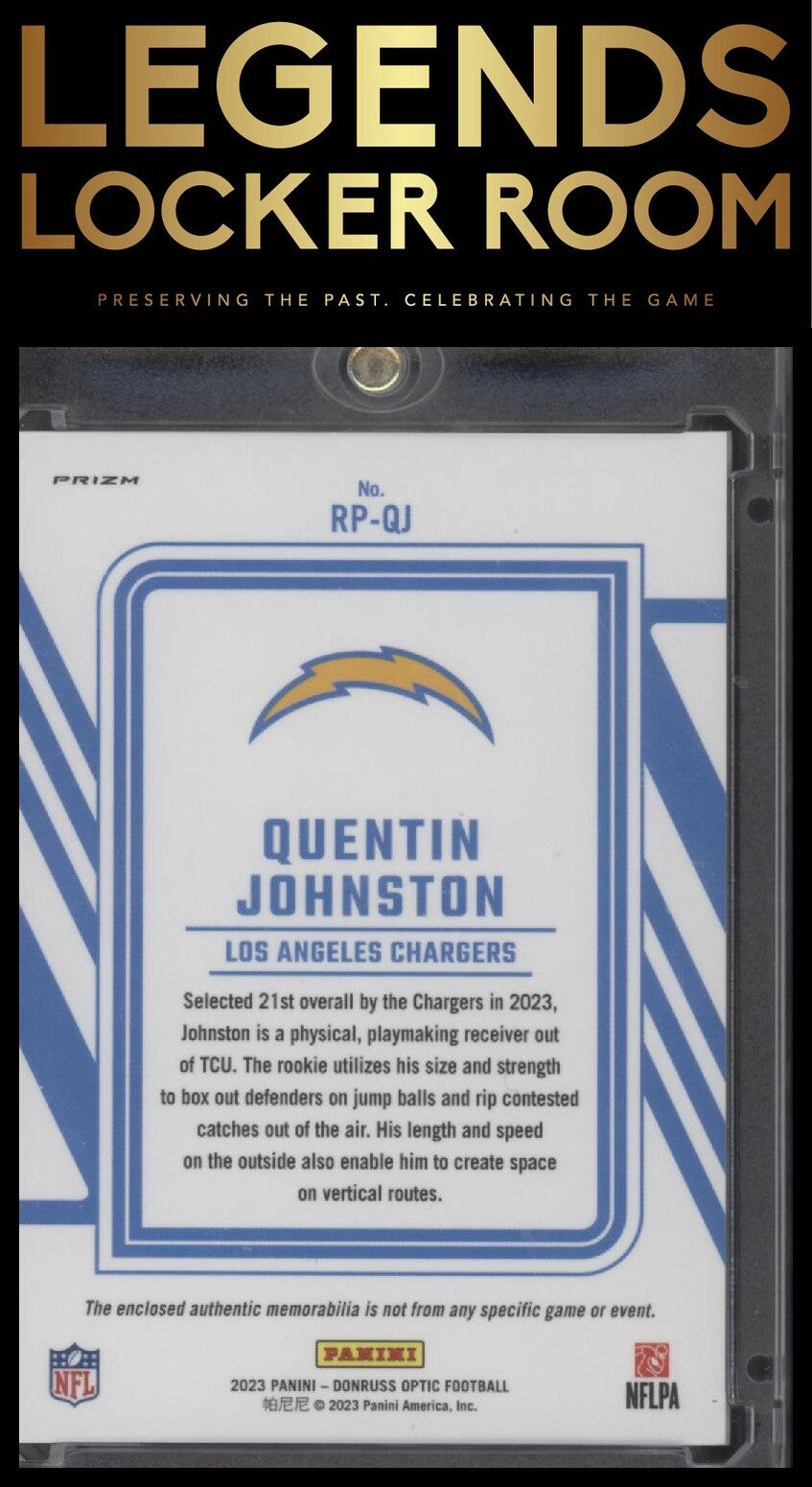 2023 Donruss Optic #RP-QJ Quentin Johnston Rookie Phenom Blue Hyper