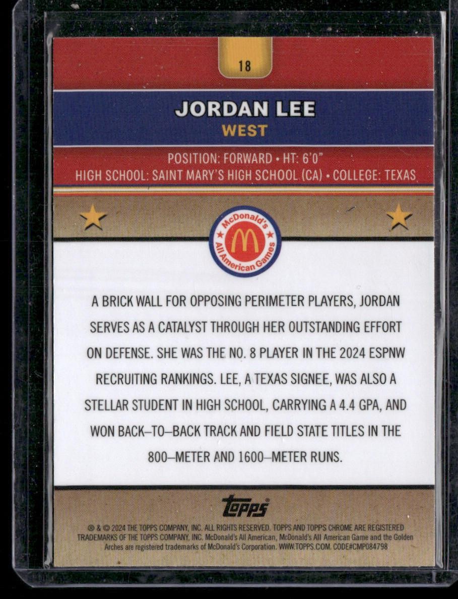 2024 Topps Chrome McDonald's All-American Jordan Lee Blue RayWave Refractor /75