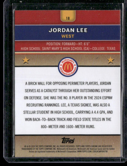 2024 Topps Chrome McDonald's All-American Jordan Lee Blue RayWave Refractor /75