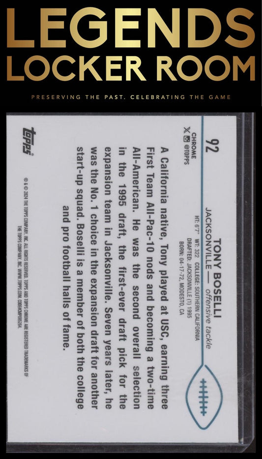 2024 Topps Chrome #92 Tony Boselli Green Geometric Refractor #/99