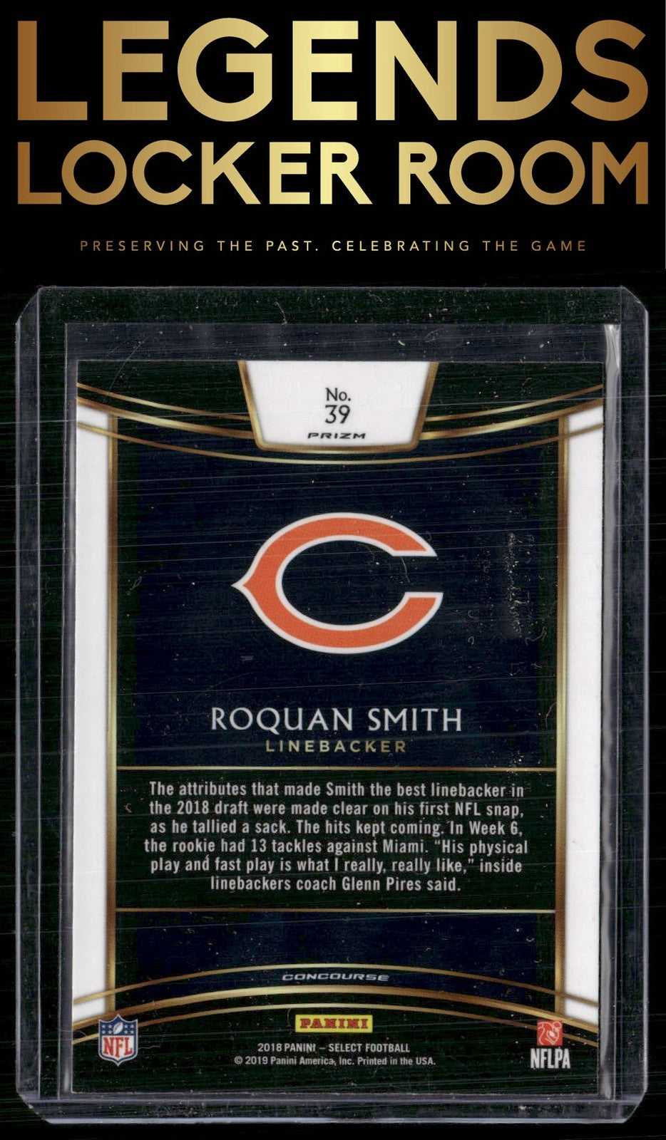 2018 Panini Select #39 Roquan Smith Silver Prizm
