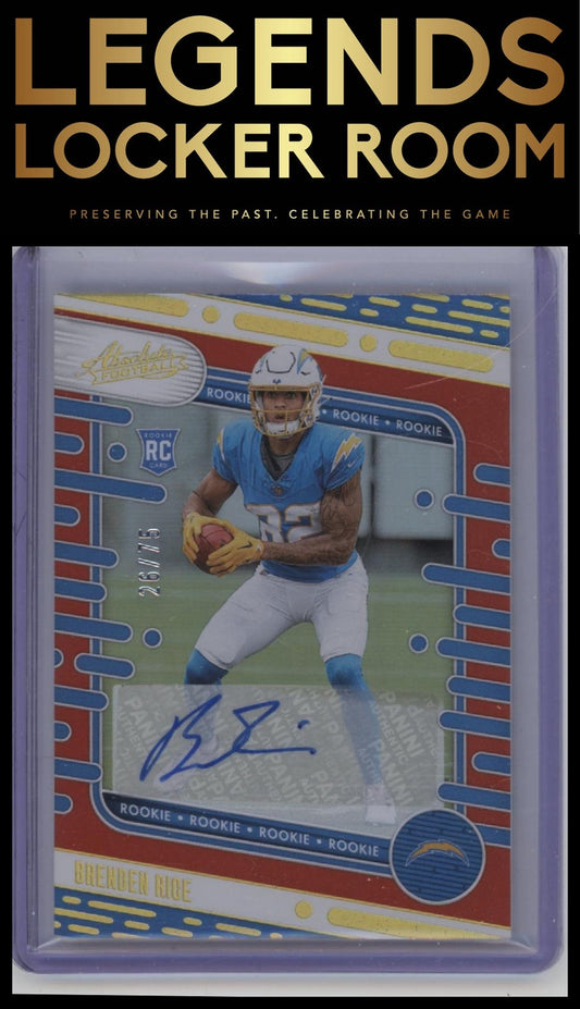 2024 Panini Absolute #199 Brenden Rice Signature Rookies Spectrum Orange #/75