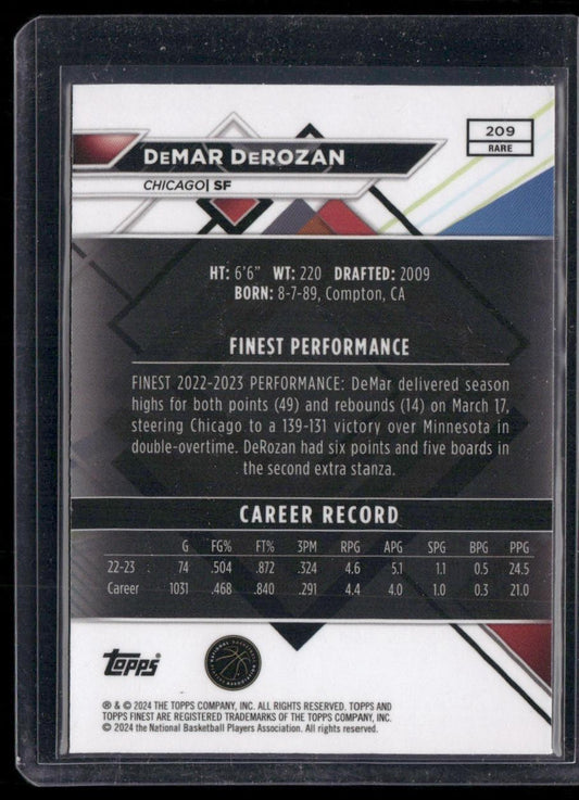 2023-24 Finest #209 DeMar DeRozan Purple Checkerboard Refractors #/75