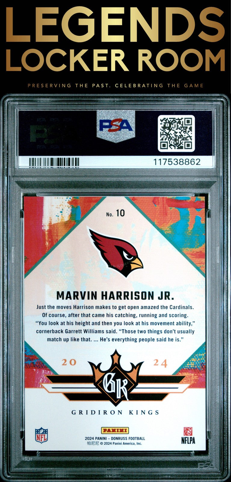 2024 Panini Donruss Rookie Gridiron Kings Marvin Harrison Jr. /100 PSA 8
