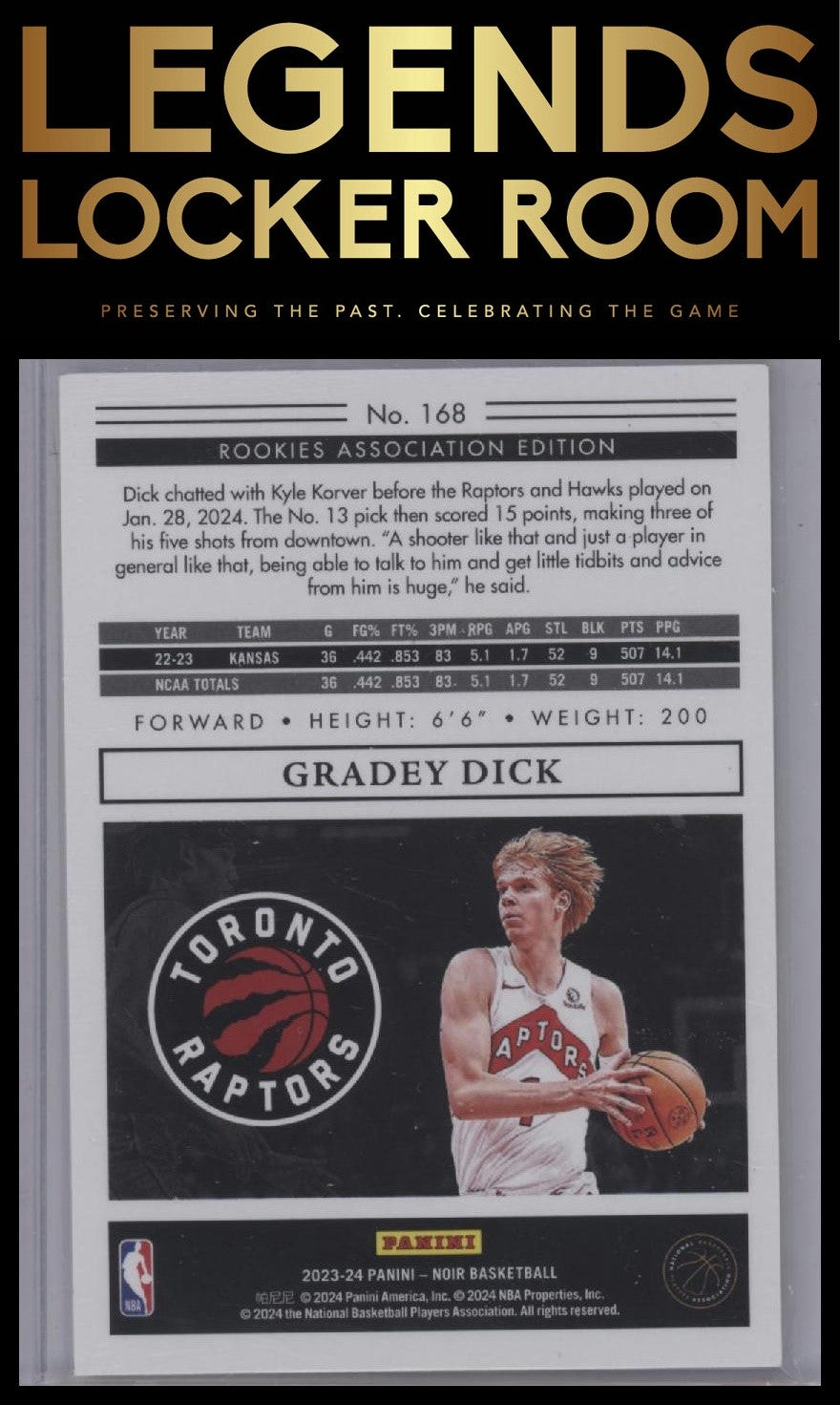 2023-24 Panini Noir #168 Gradey Dick #/99
