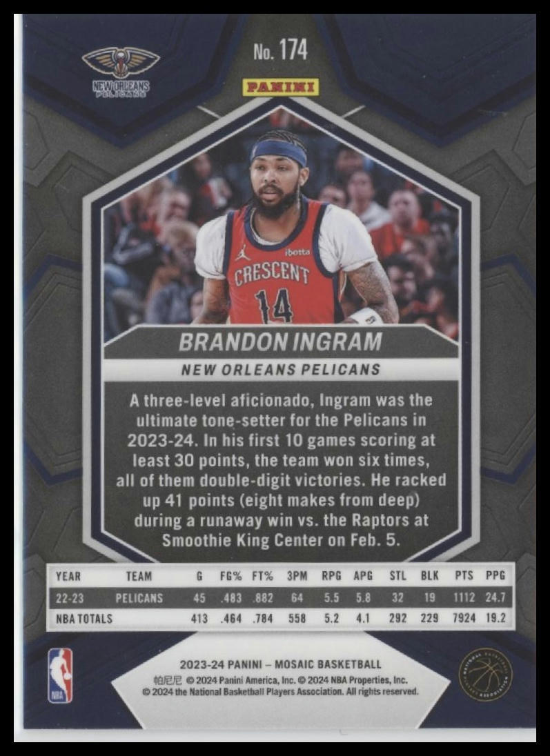 2023-24 Panini Mosaic #174 Brandon Ingram