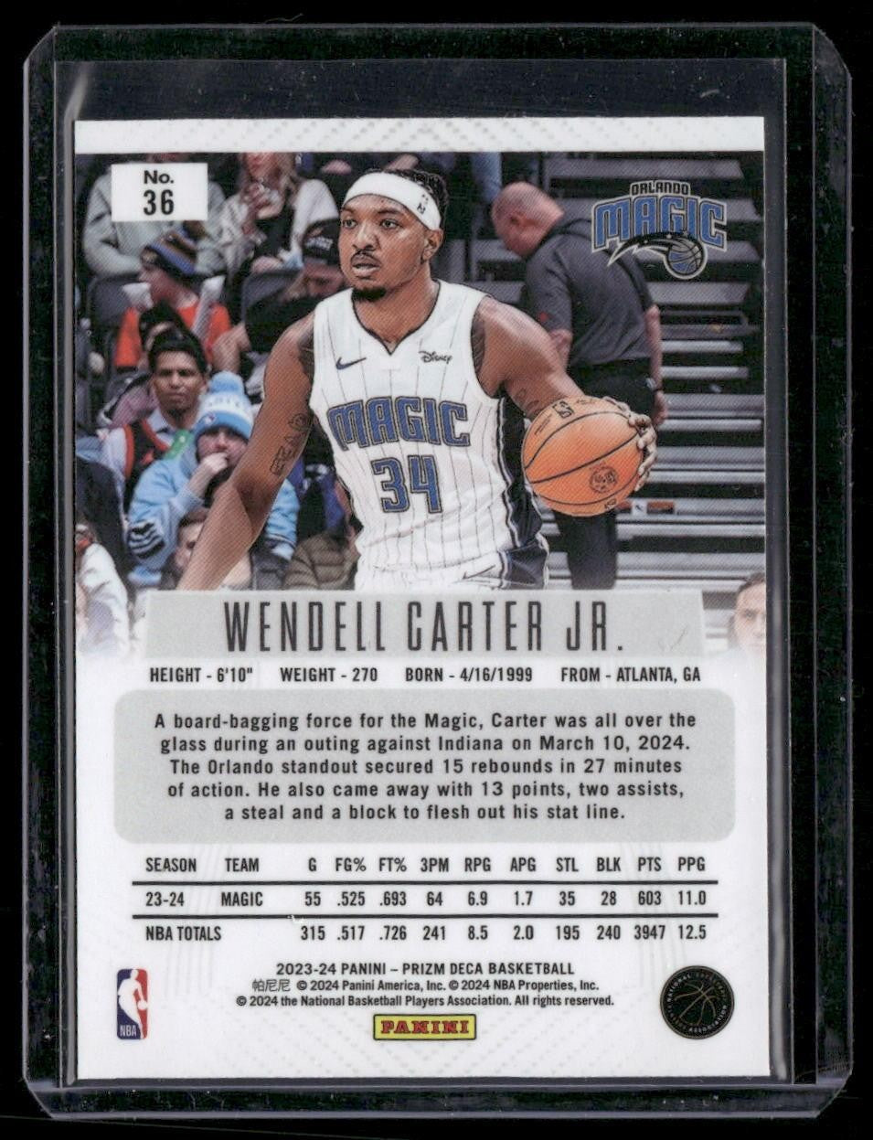 2023-24 Panini Prizm Deca #36 Wendell Carter Jr.