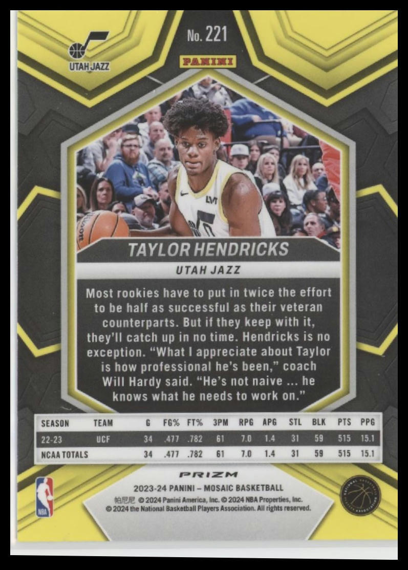 2023-24 Panini Mosaic #221 Taylor Hendricks Silver Disco