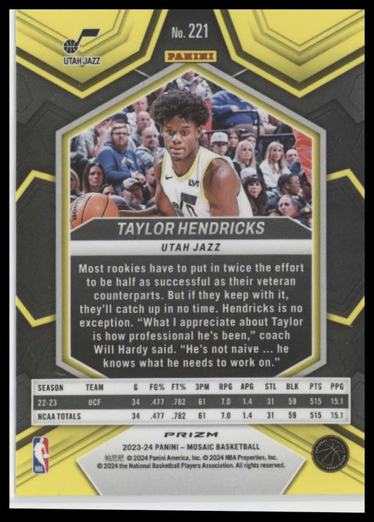 2023-24 Panini Mosaic #221 Taylor Hendricks Silver Disco