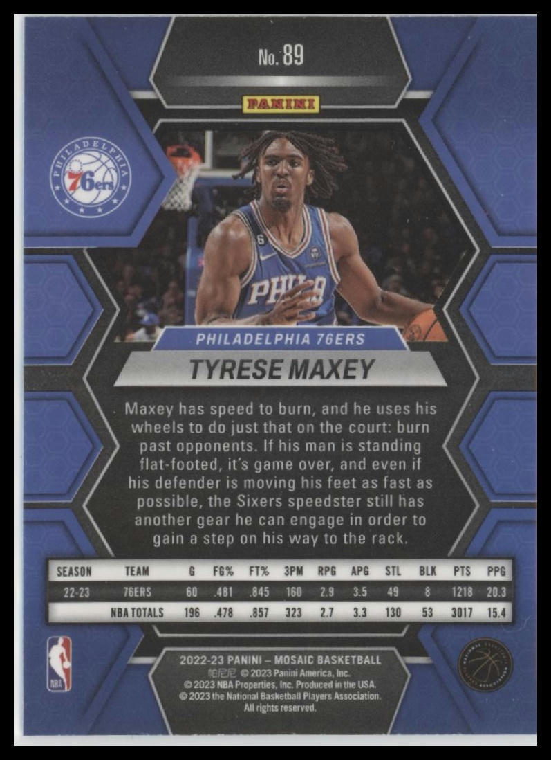 2022-23 Panini Mosaic #89 Tyrese Maxey