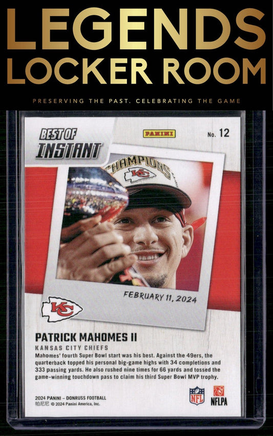 2024 Donruss #12 Patrick Mahomes II Best of Panini Instant