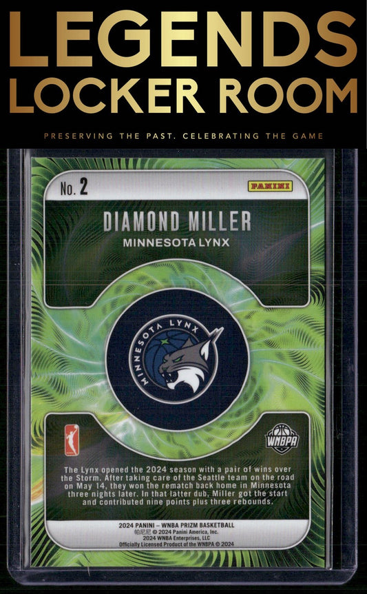 2024 Panini Prizm WNBA #2 Diamond Miller Fractal