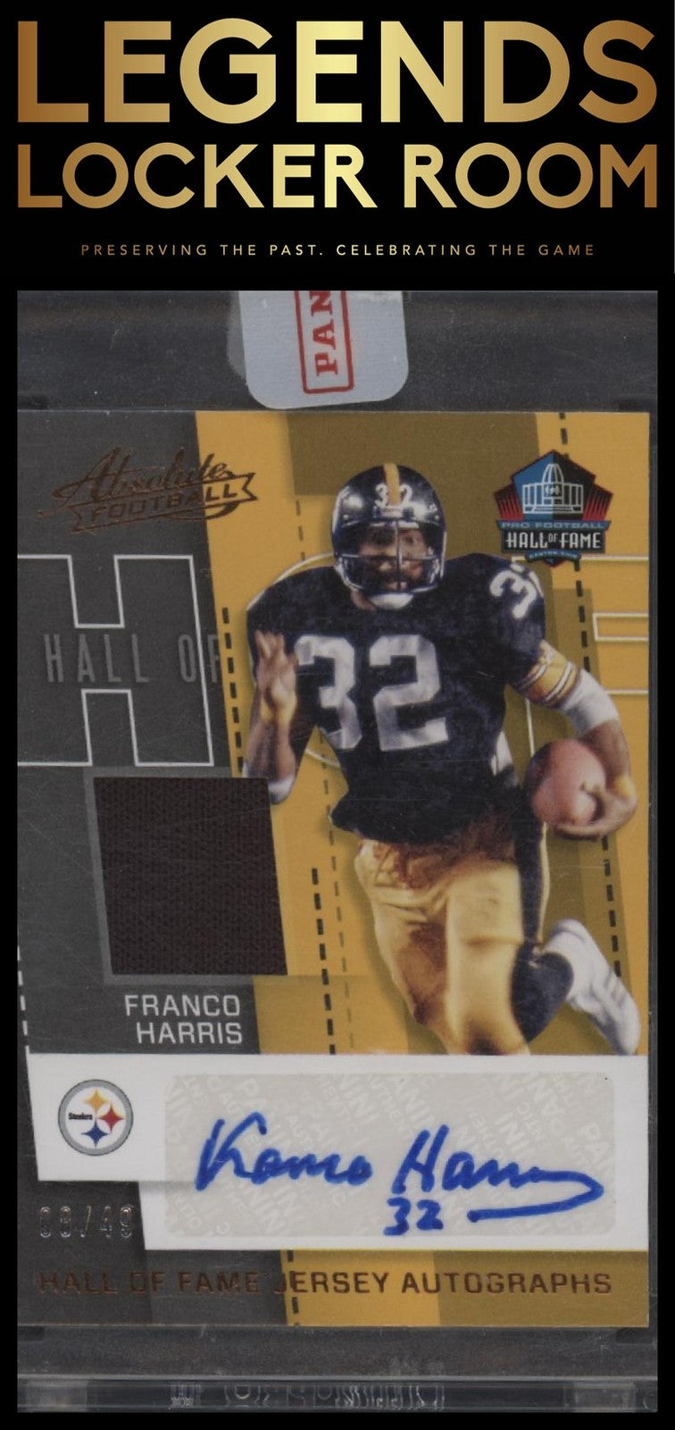 2017 Panini Absolute #HJA-FH Franco Harris HOF Jersey Autographs #/49