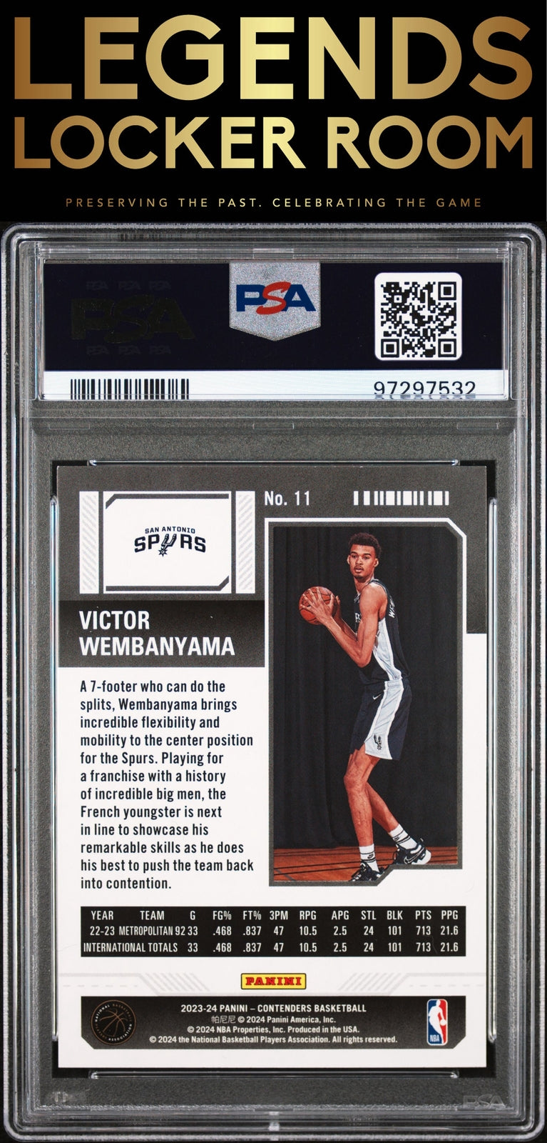 2023 Panini Contenders #11 Victor Wembanyama Red Game PSA 9
